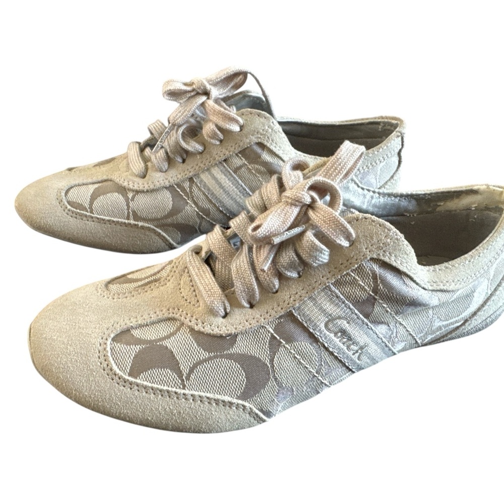 Coach Cream Sneakers with Suede Accents